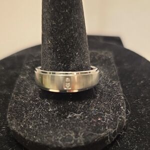 Stainless Steel Diamond Mens Band Ring with Diamond Accent Size 9